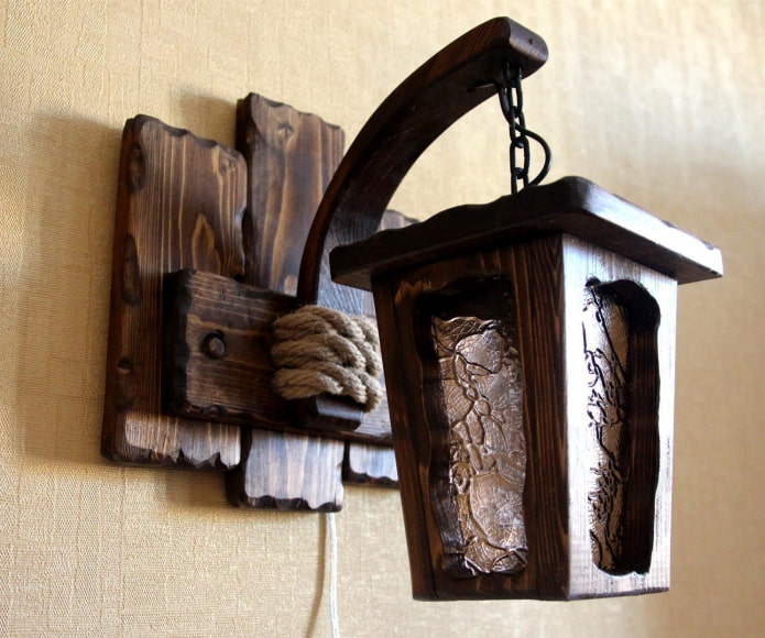 sconce made of charred wood