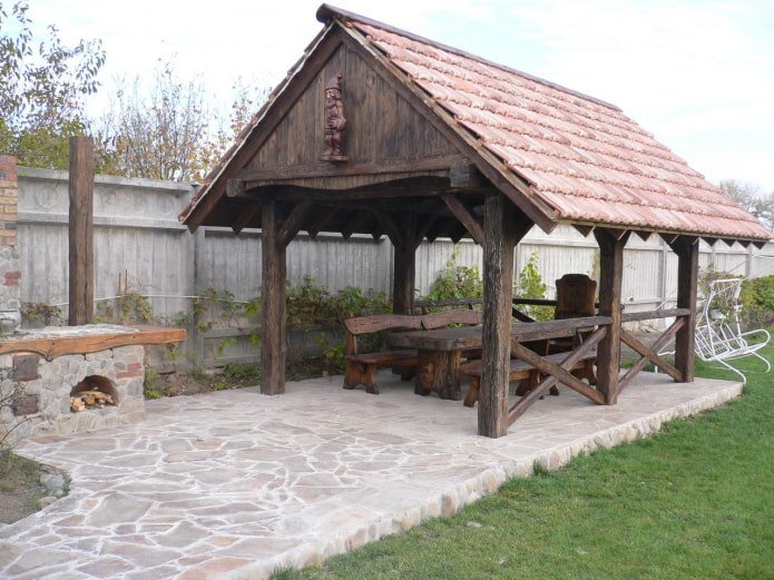 arbor made of burnt wood