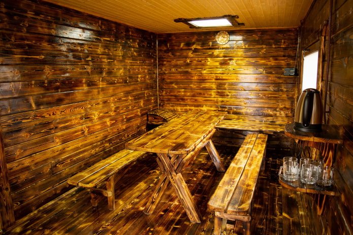 finishing and bath furniture made of burnt wood
