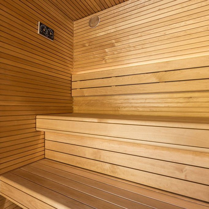 Narrow light paneling in the bathhouse decoration