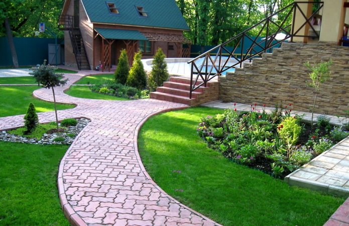 lawn with paths