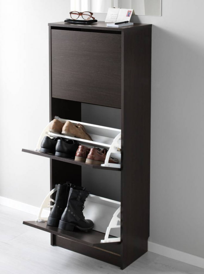 wenge shoe rack in the wenge in the hallway interior