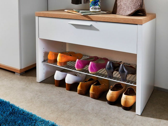 shoe rack with drawers in the hallway interior