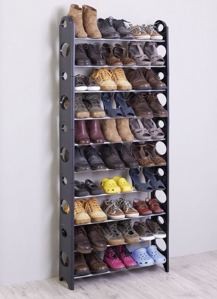 narrow shoe rack in the hallway interior