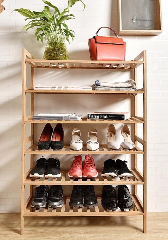 open shoe rack in the hallway interior