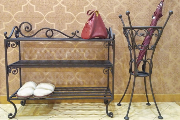 forged shoe rack in the hallway interior