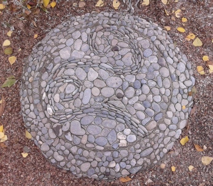 septic tank lid lined with stones