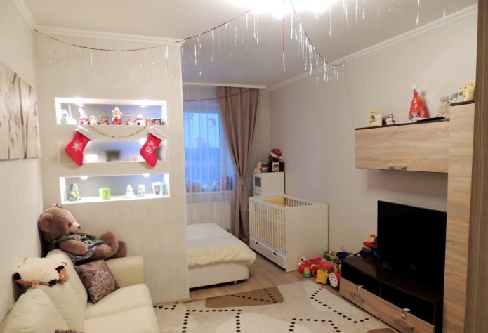 one-room apartment with a small child