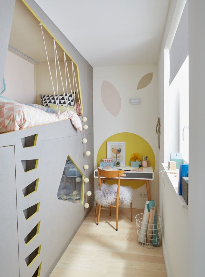 children's room in a niche in a one-room apartment