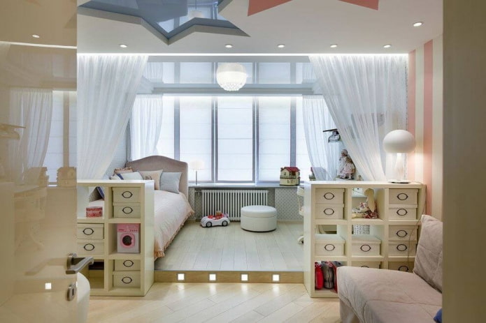 children's room on the loggia in a one-room apartment