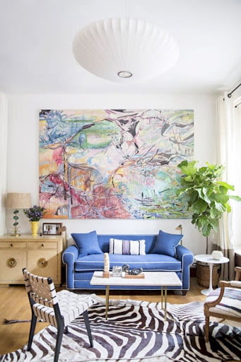 large painting in the living room