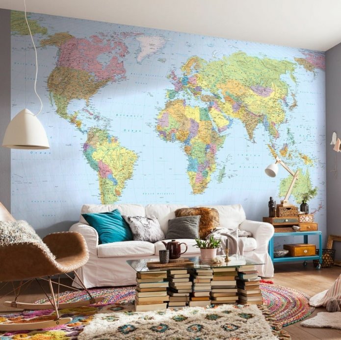 photo wallpaper with a world map
