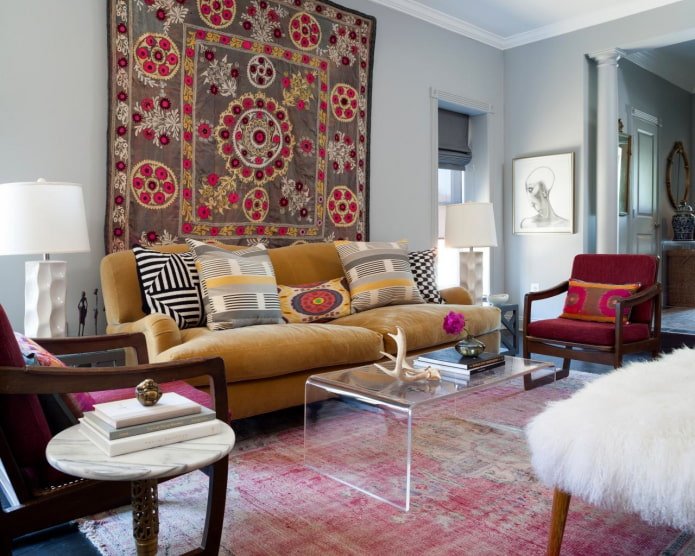 ethnic tapestry in the hall