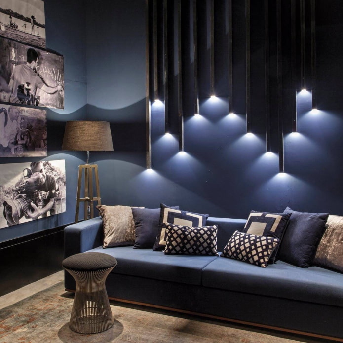 wall lighting above the sofa