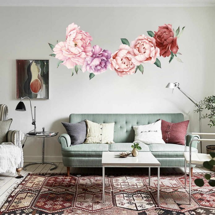 flower stickers in the apartment