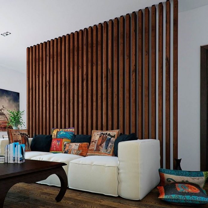 decorative wall made of slats