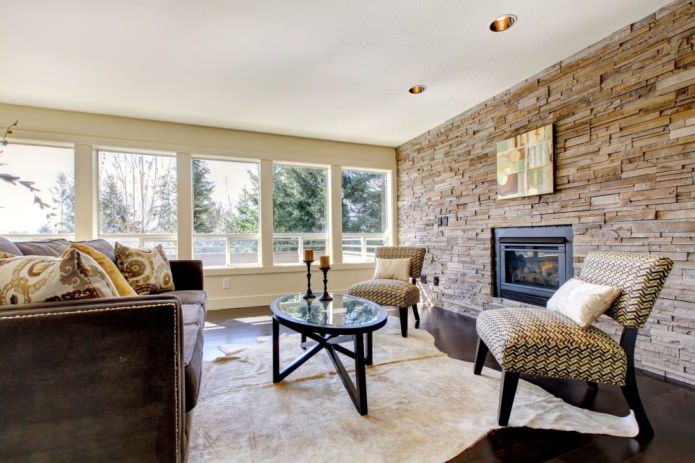 decorative stone finishing in the interior