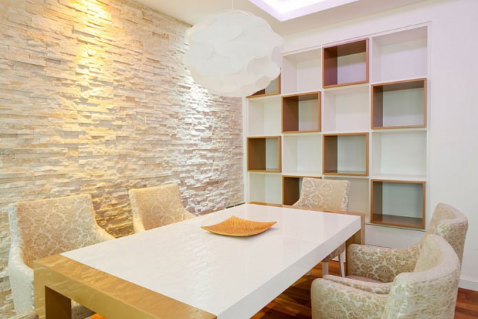 decorative stone finishing on the wall in the interior