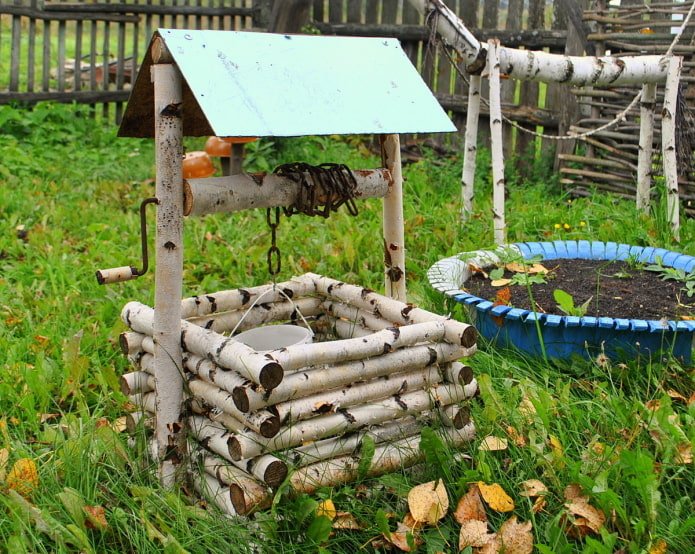 well made of birch logs