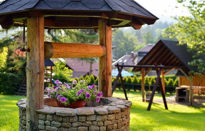 well decoration with flowers