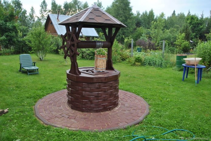 a steering wheel on a well