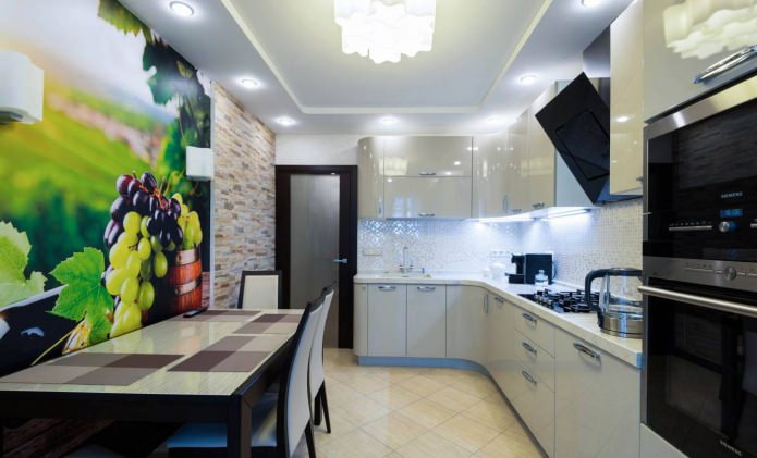 combination of stone and photo wallpaper