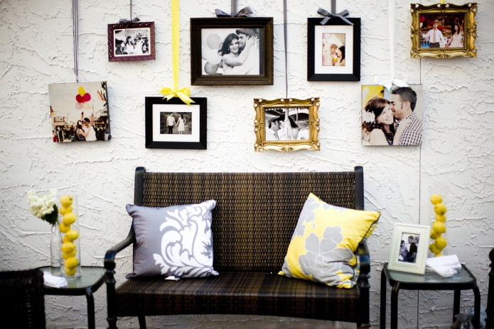 photos on a pendant in the interior