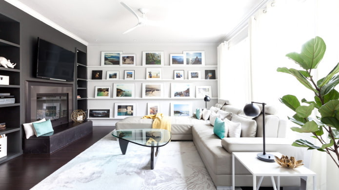 photos on shelves in the interior