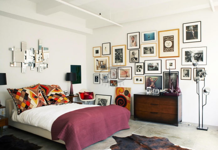 large and small photographs in the interior