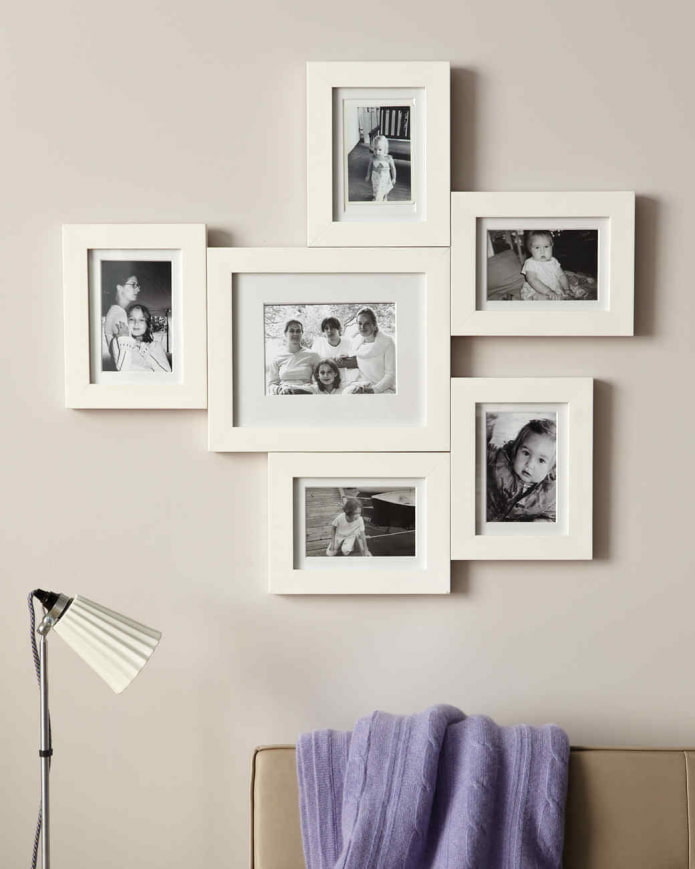 photos in frames on the wall in the interior