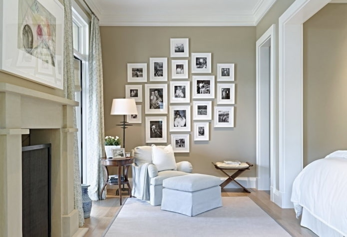 photos in frames on the wall in the interior