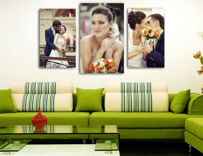 photos triptych in the interior