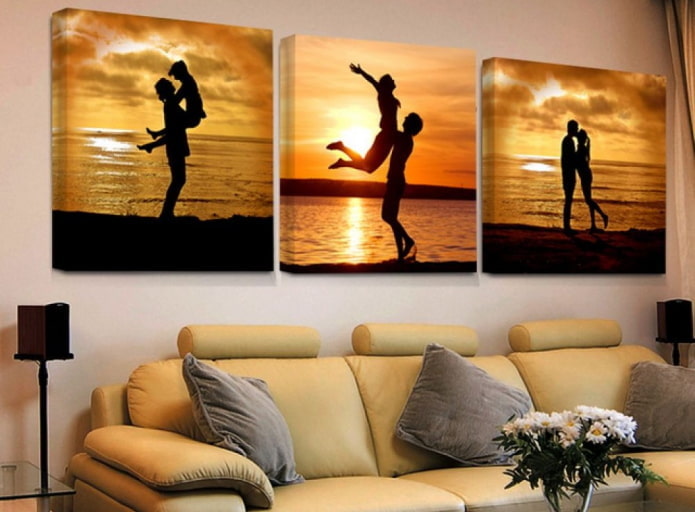 photos triptych in the interior