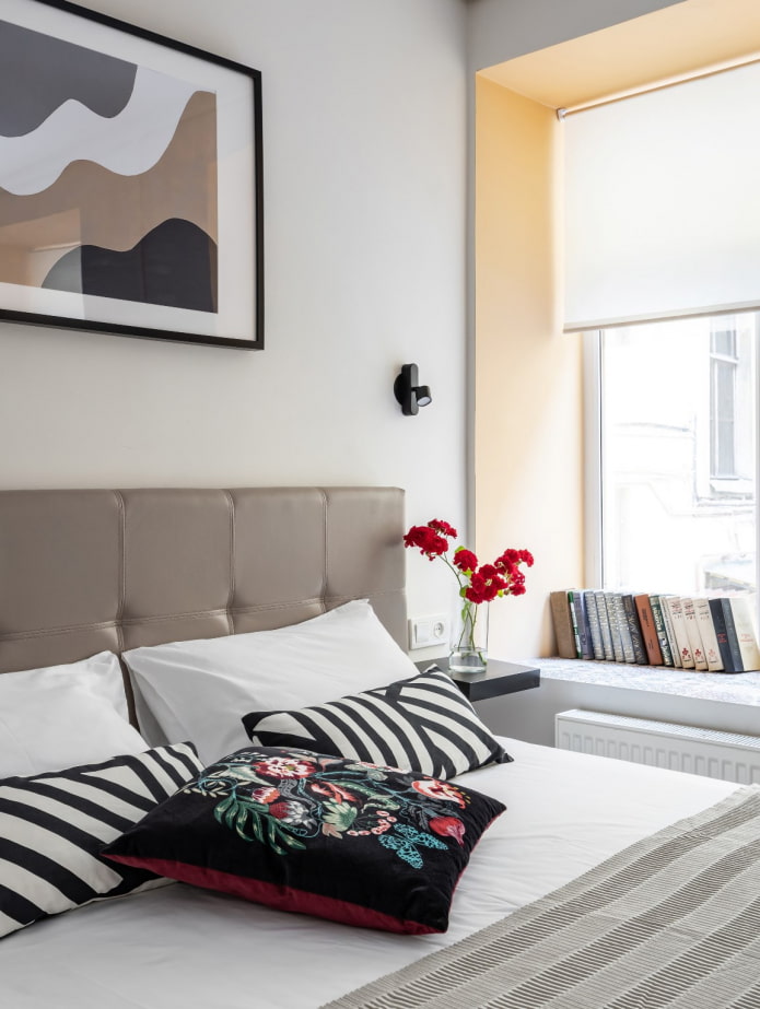 peach slopes in a white bedroom