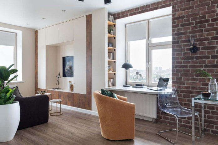 white slopes in a room with brick walls