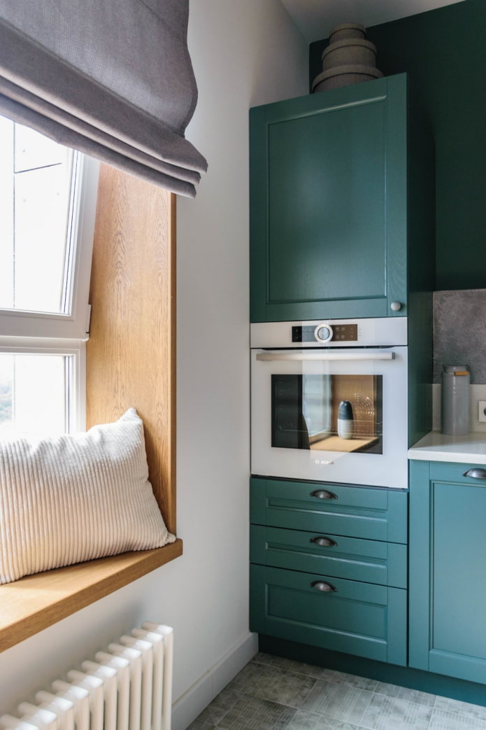 wooden slopes in the kitchen