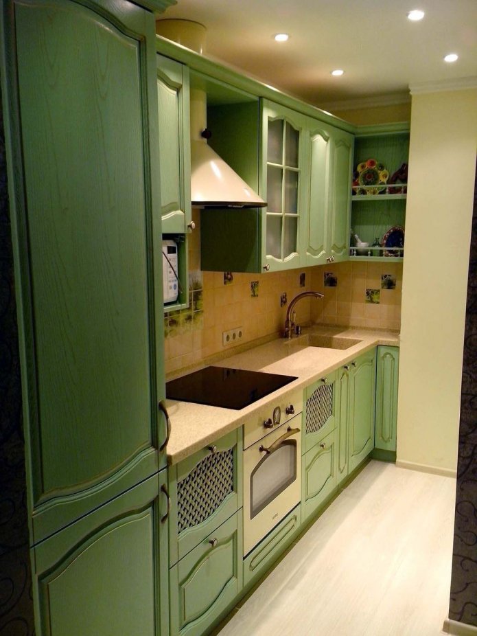 green kitchen in retro style