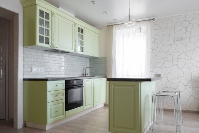tulle for an olive kitchen
