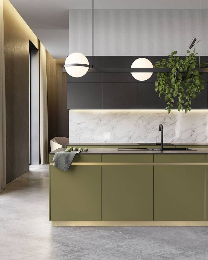 olive kitchen in a modern style