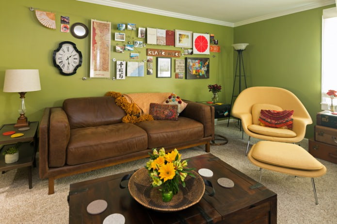 Olive and brown living room