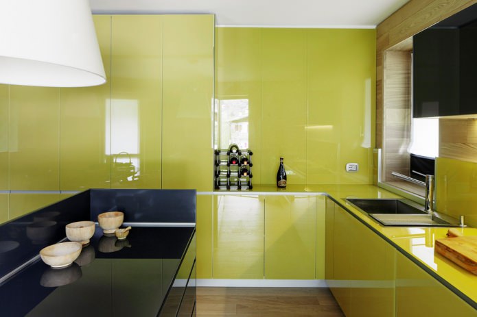 glossy olive-colored set