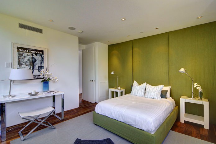 green wall in the bedroom