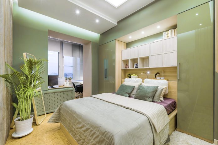glossy wardrobes in the bedroom