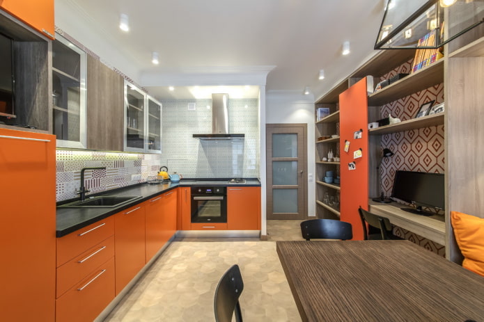 kitchen finishing in orange tones