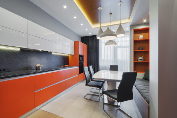 kitchen finishing in orange tones