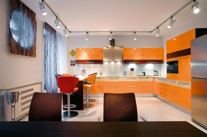 kitchen finishing in orange tones