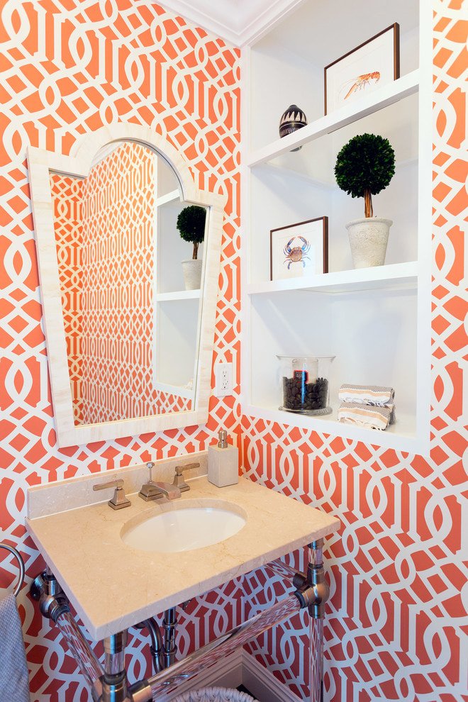 white and orange wallpaper