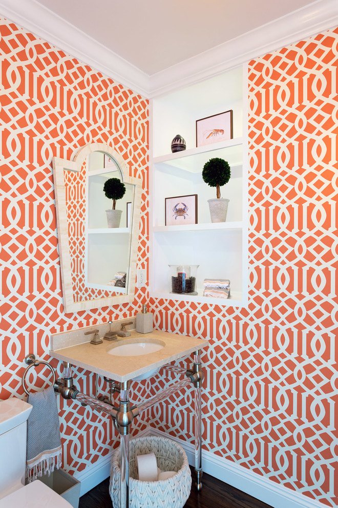 white and orange wallpaper
