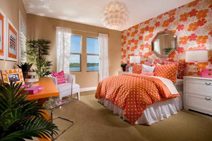 beige and orange wallpaper
