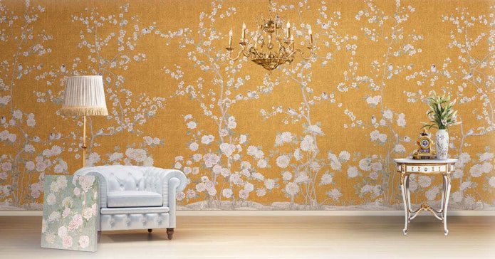 vinyl wallpaper with a picture of tea roses